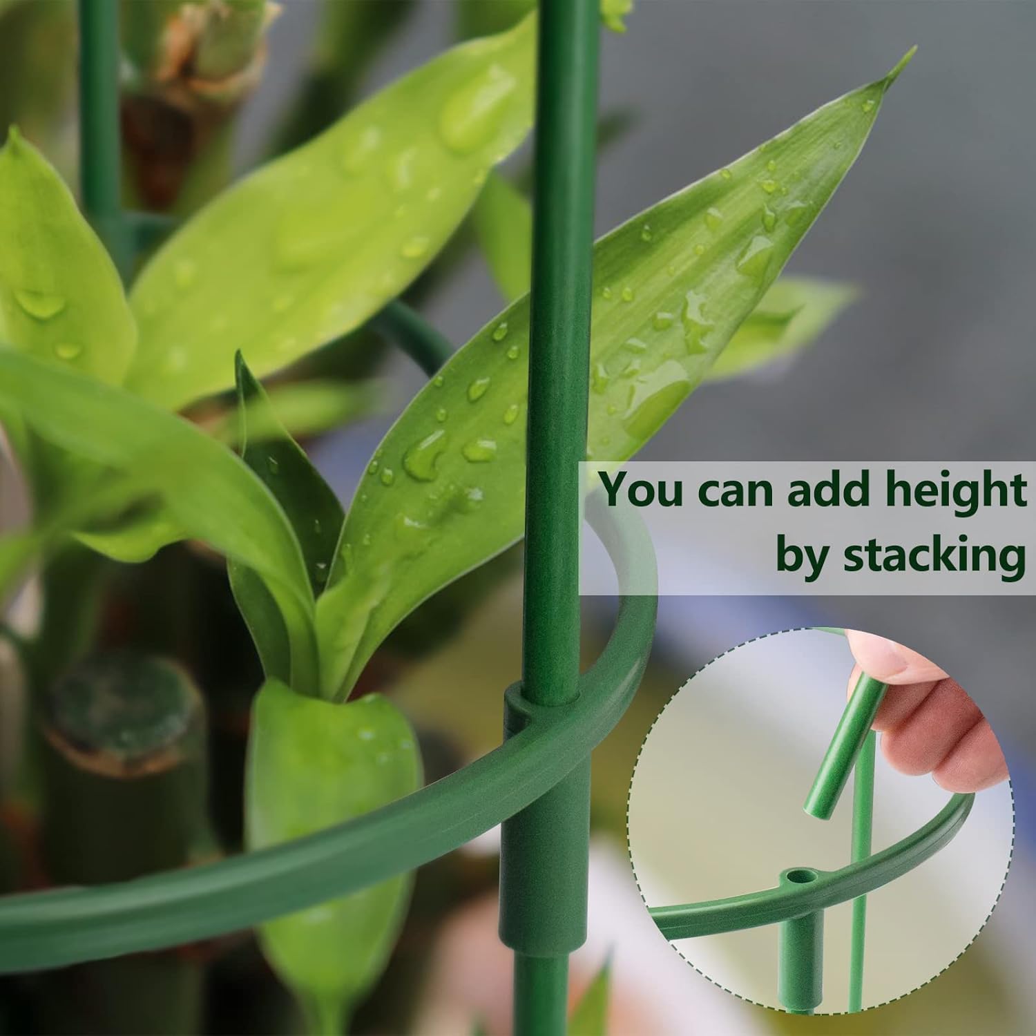 Paquete de 12 estacas de soporte para plantas semicirculares, soporte apilable de 3 niveles para flores de jardín, estacas para plantas de interior