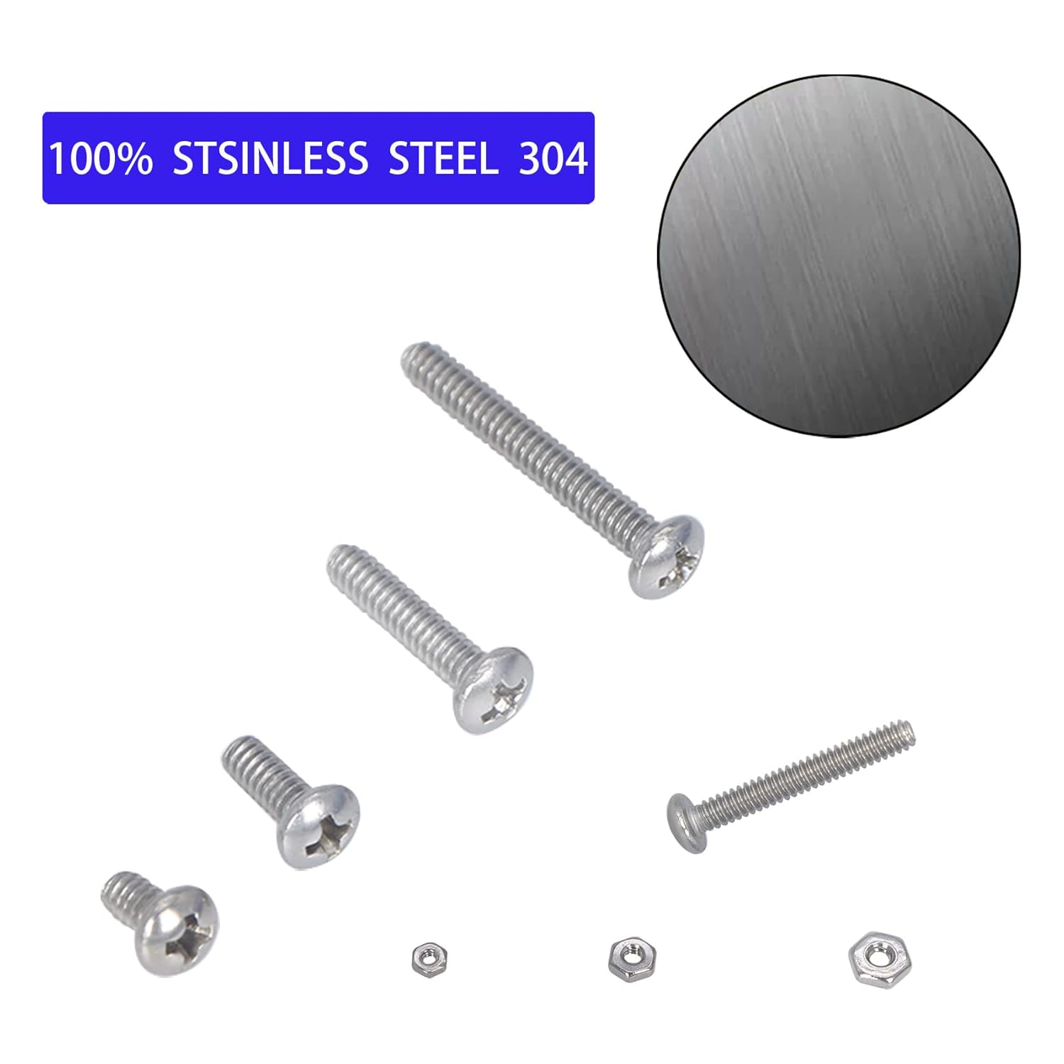 Kit surtido de tornillos de máquina #6-32#4-40#2-56 Phillips Pan Head Tuercas y Tornillos Surtido Kit Surtido de Tornillos de Acero Inoxidable 304,