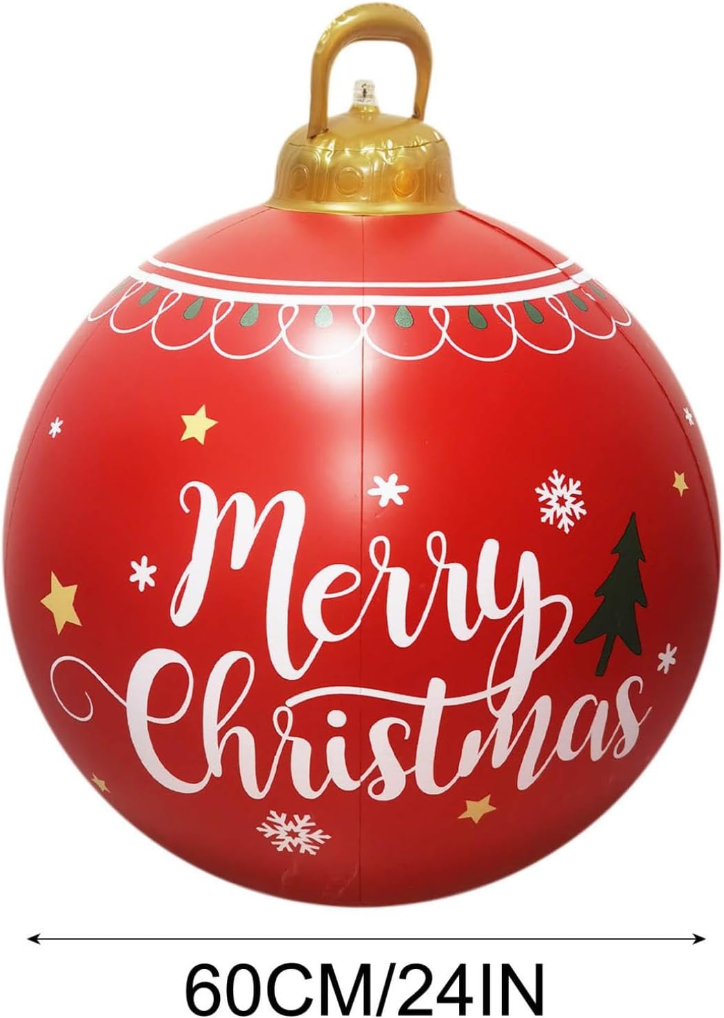 Bola gigante de PVC inflable decorada de 24 pulgadas  Feliz día festivo para interiores y exteriores, adornos para vacaciones, patio, césped,