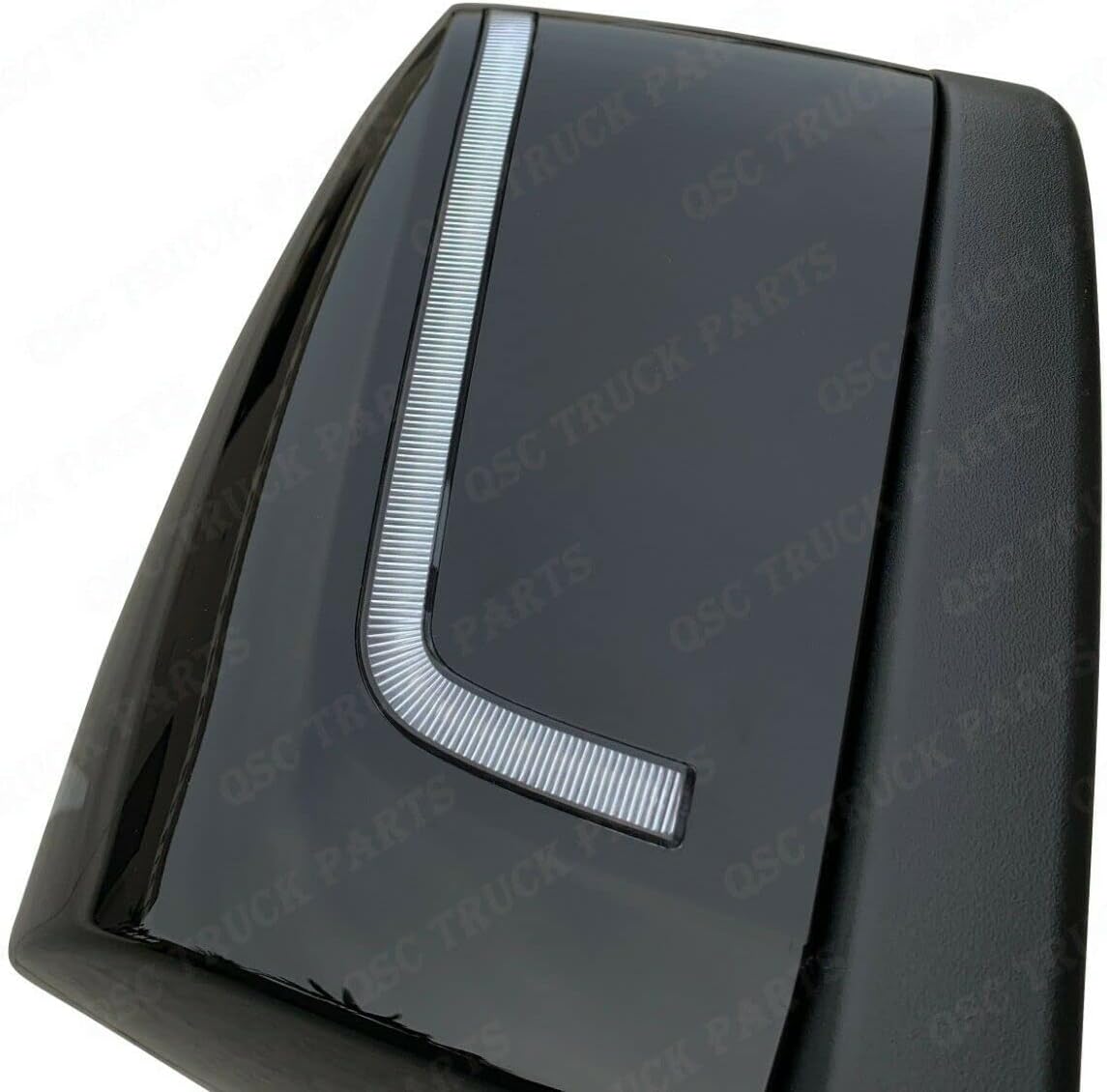 QSC Truck Parts Espejo de capó LED negro de alto rendimiento L & R Pair & Kit de montaje compatible con Volvo VNL