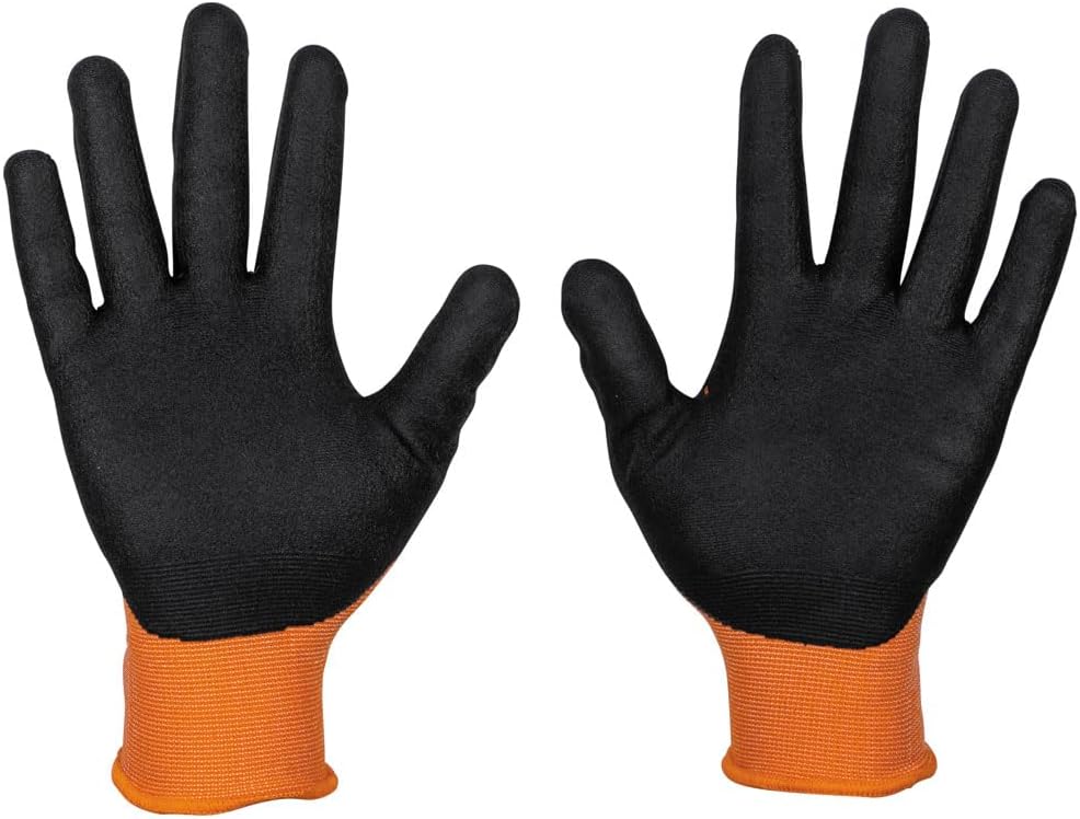 Klein Tools 60582 – Guantes de trabajo, guantes de punto resistentes a los cortes, ANSI A1, con revestimiento de nitrilo, nailon y elastano, aptos