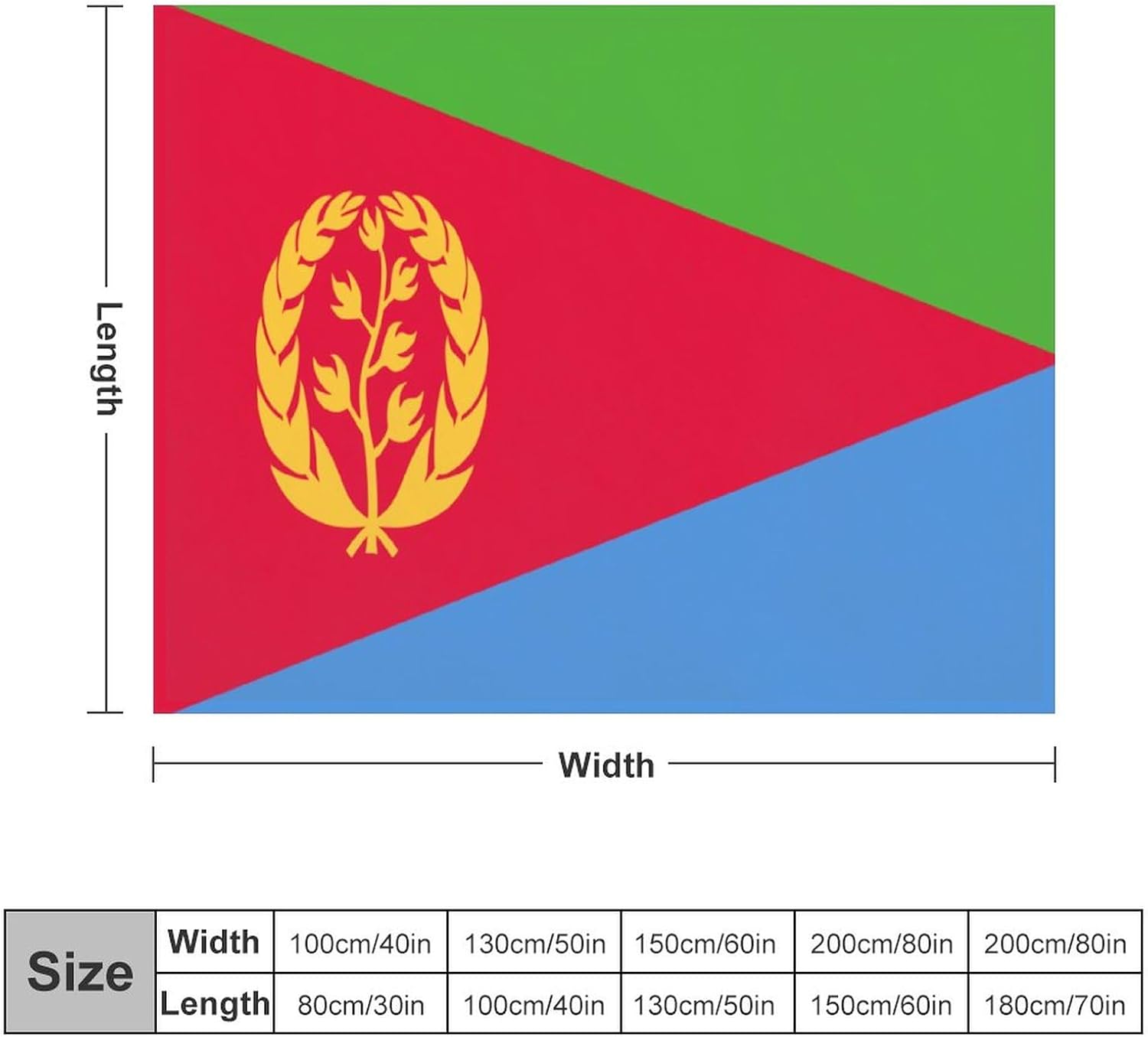 Manta con la bandera de Eritrea, manta suave y ligera, colcha duradera para decoración del hogar, manta de sofá de 30 x 40 pulgadas