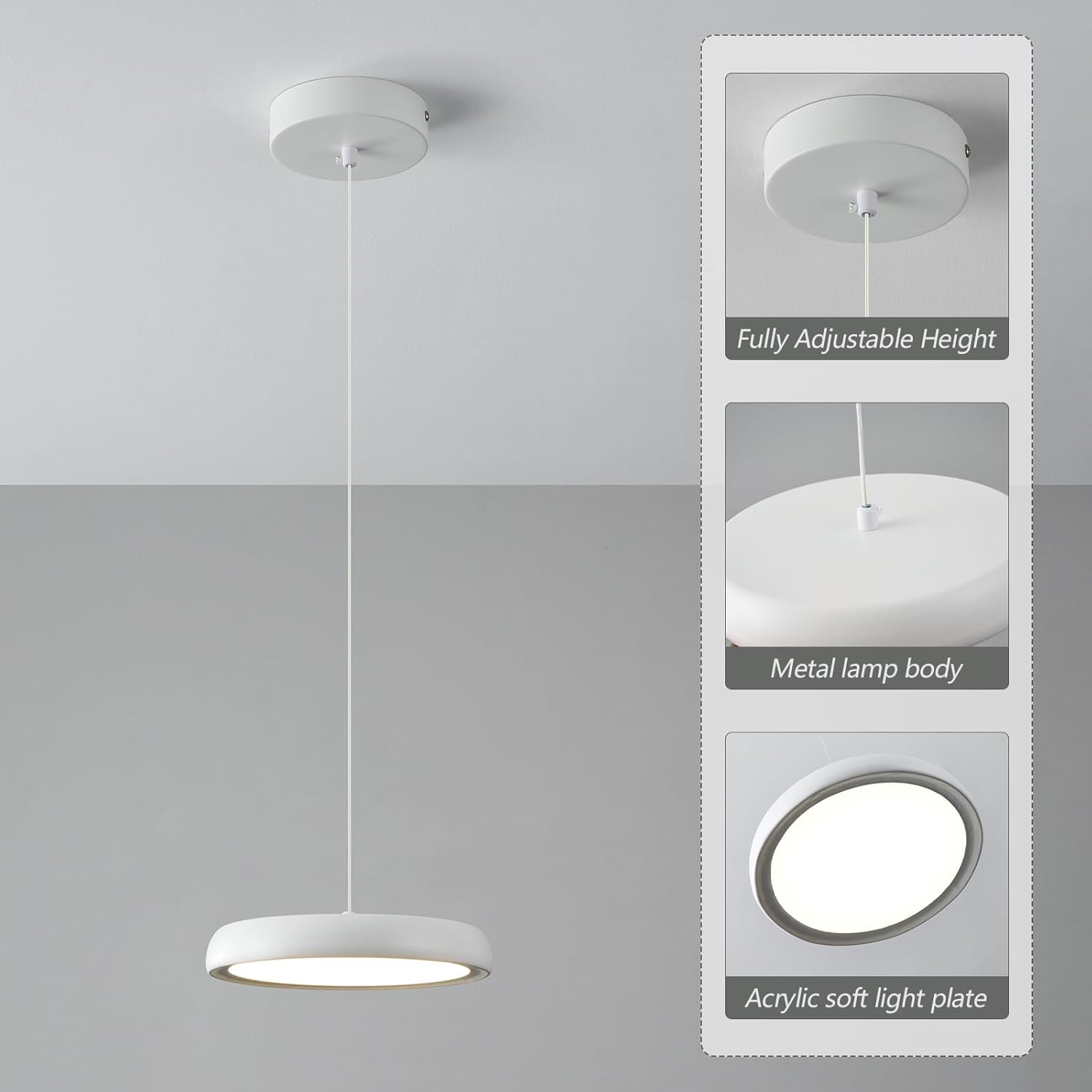 Lámparas colgantes modernas para isla de cocina, LED de 6000 K, regulables, lámparas colgantes blancas puras, mini iluminación colgante para