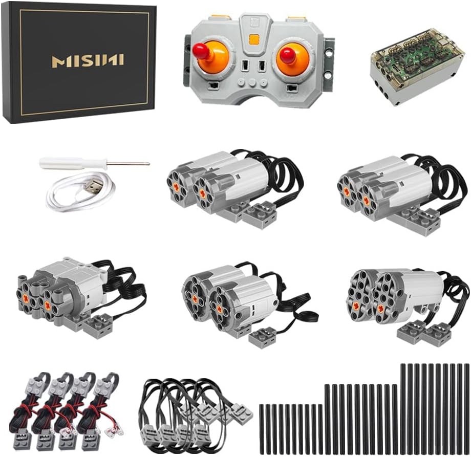 MISINI – Juego de 50 funciones de potencia Technik, incluyendo kit de motores XLLMservomotores (cruz del eje), control remoto de velocidad