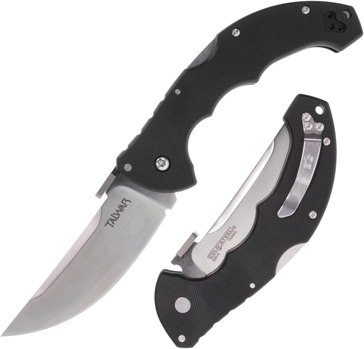 Cold Steel Talwar S35VN – Cuchillo plegable de bolsillo táctico con mango G10 de acero ultra afilado con mecanismo de bloqueo Tri-Ad