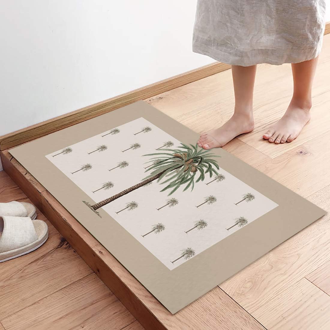 ZOE GARDEN Tapete antideslizante para puerta, diseño tropical de playa, decoración de palmeras para cocina, puerta delantera, baño, tapete lavable