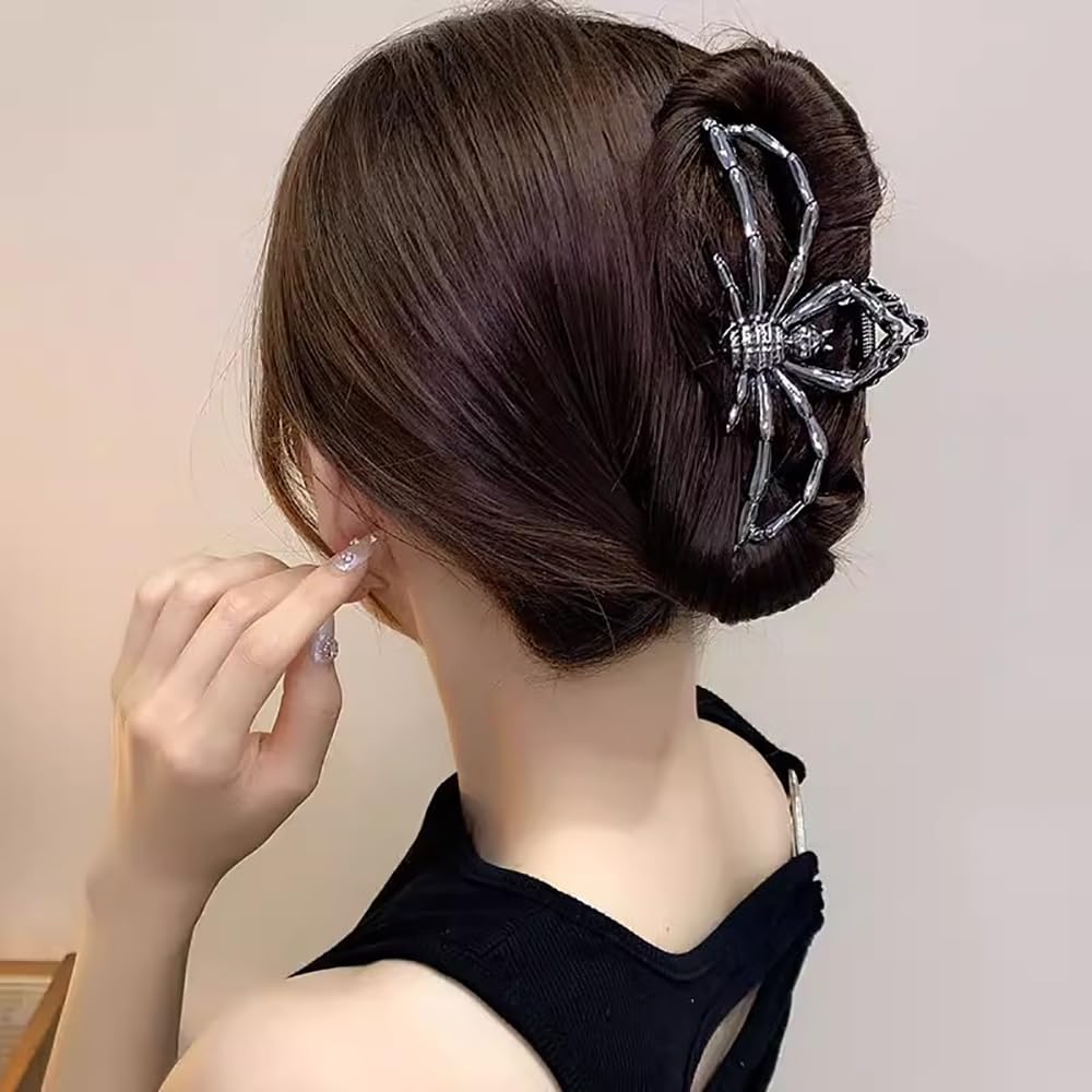 Pinzas para el cabello de Halloween para mujer, con forma de araña grande, pinzas góticas grandes para el cabello, pinzas de aleación de metal