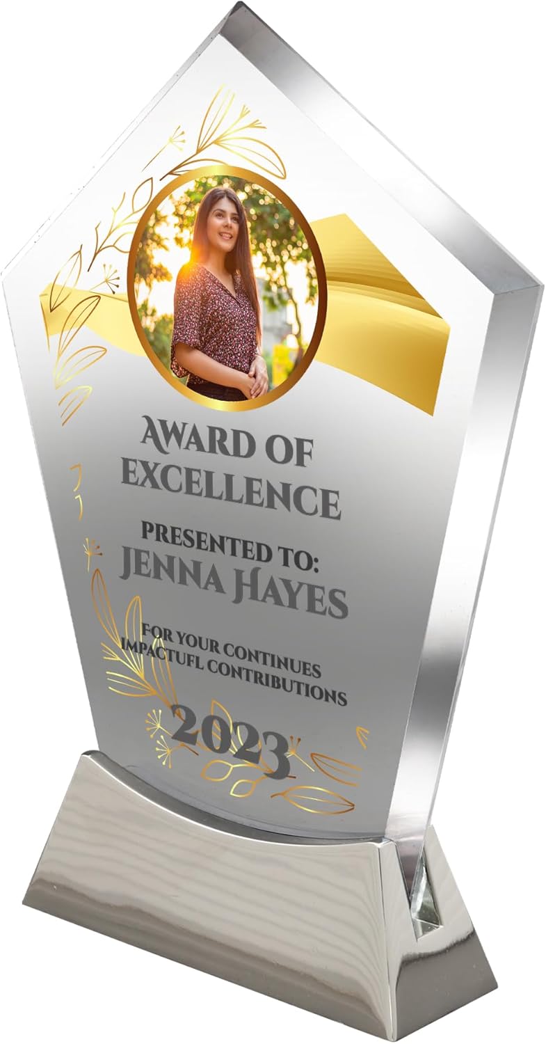 Placa de vidrio personalizada de 7 12 pulgadas para premios y trofeos, premio personalizado para empleado del mes, regalo de jubilación, liderazgo y