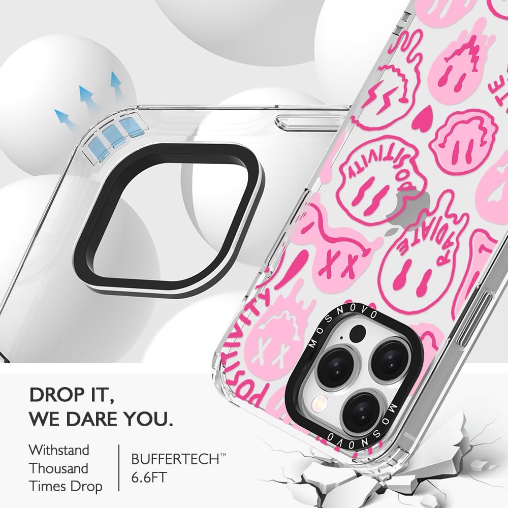 MOSNOVO Buffertech – Funda compatible con iPhone 15 Pro Max, impacto de caída de 6.6 pies, tecnología antidespegable, funda transparente de