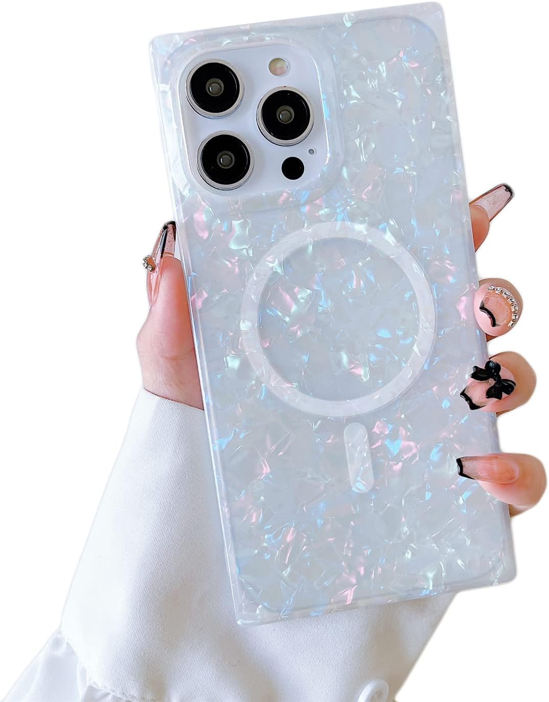 Cocomii Funda cuadrada compatible con iPhone 13 Pro Max  Compatible con MagSafe, Luxury, Slim, Glossy, Opalescent Pearl, Iridescent Glitter, Fácil