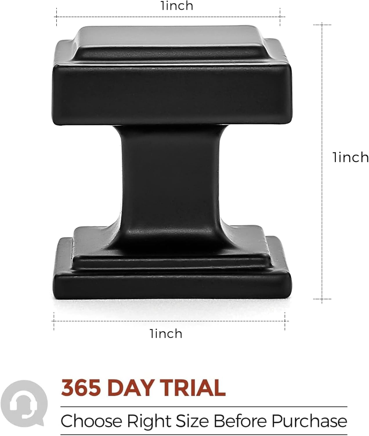 Home Expert Paquete de 25 pomos negros para gabinetes de cocina, pomos cuadrados negros para armarios y cajones de cocina color negro mate,