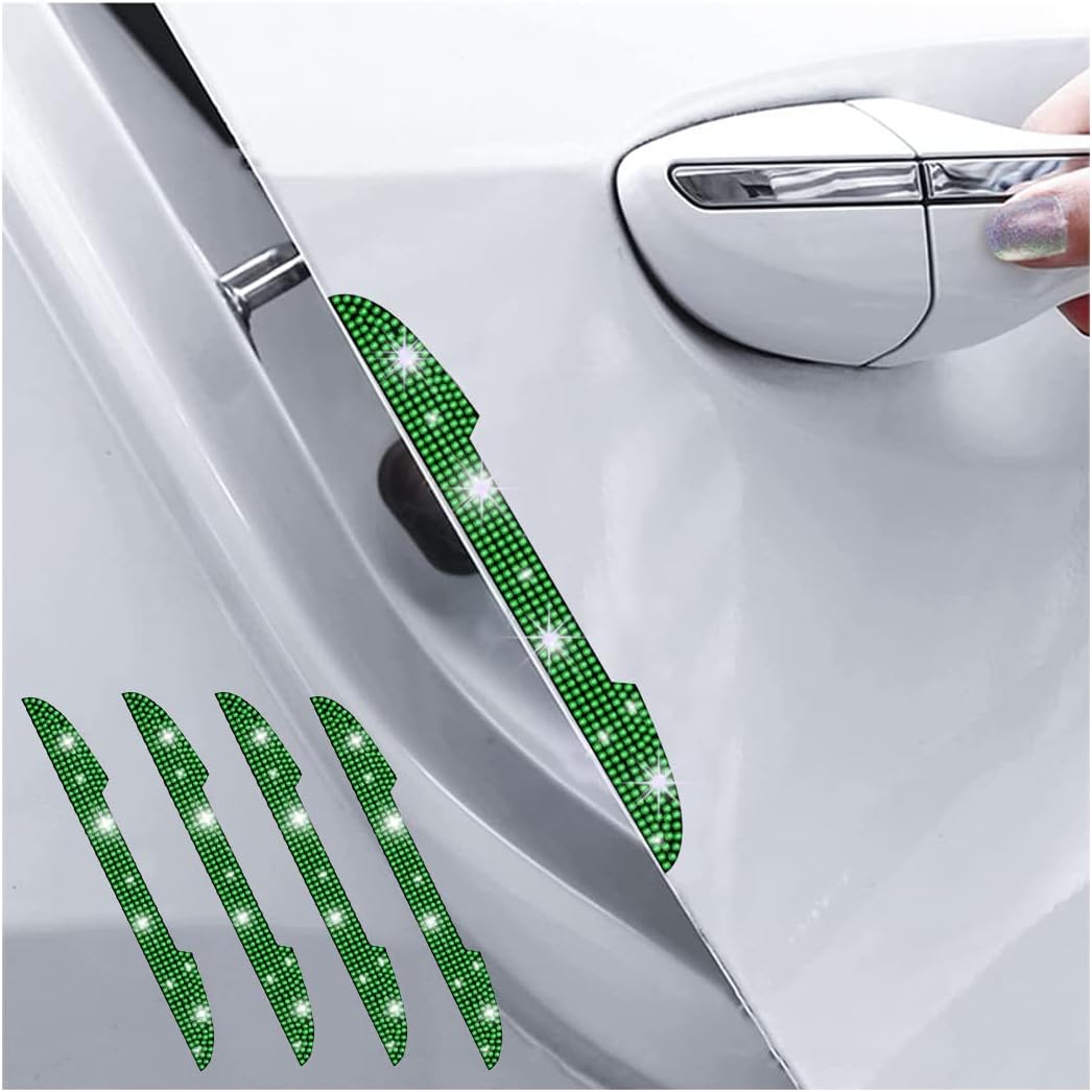 Ziciner 4 protectores brillantes para manija de puerta de automóvil, con diamantes de imitación antiarañazos, adhesivos para manijas de puerta de