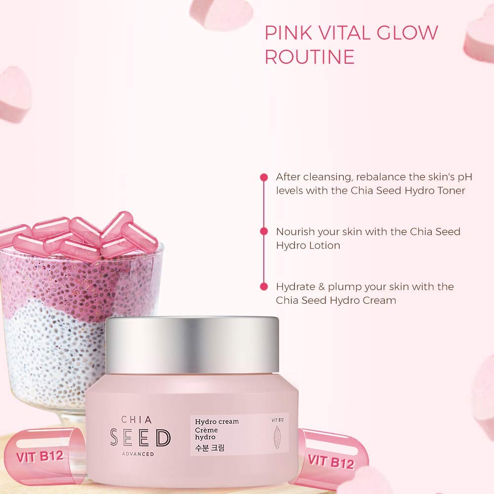 The Face Shop Chia Seed Advanced Hydro Cream  Crema hidratante concentrada tipo gel con efecto de enfriamiento instantáneo  Formulada para un