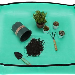 Tapete de trasplante de plantas de interior y contenedor de tierra, 26 x 26 pulgadas, grueso, impermeable, cuadrada, bandeja para macetas, plantas Tapete de trasplante de plantas de interior y contenedor de tierra, 26 x 26 pulgadas, grueso, impermeable, cuadrada, bandeja para macetas, plantas