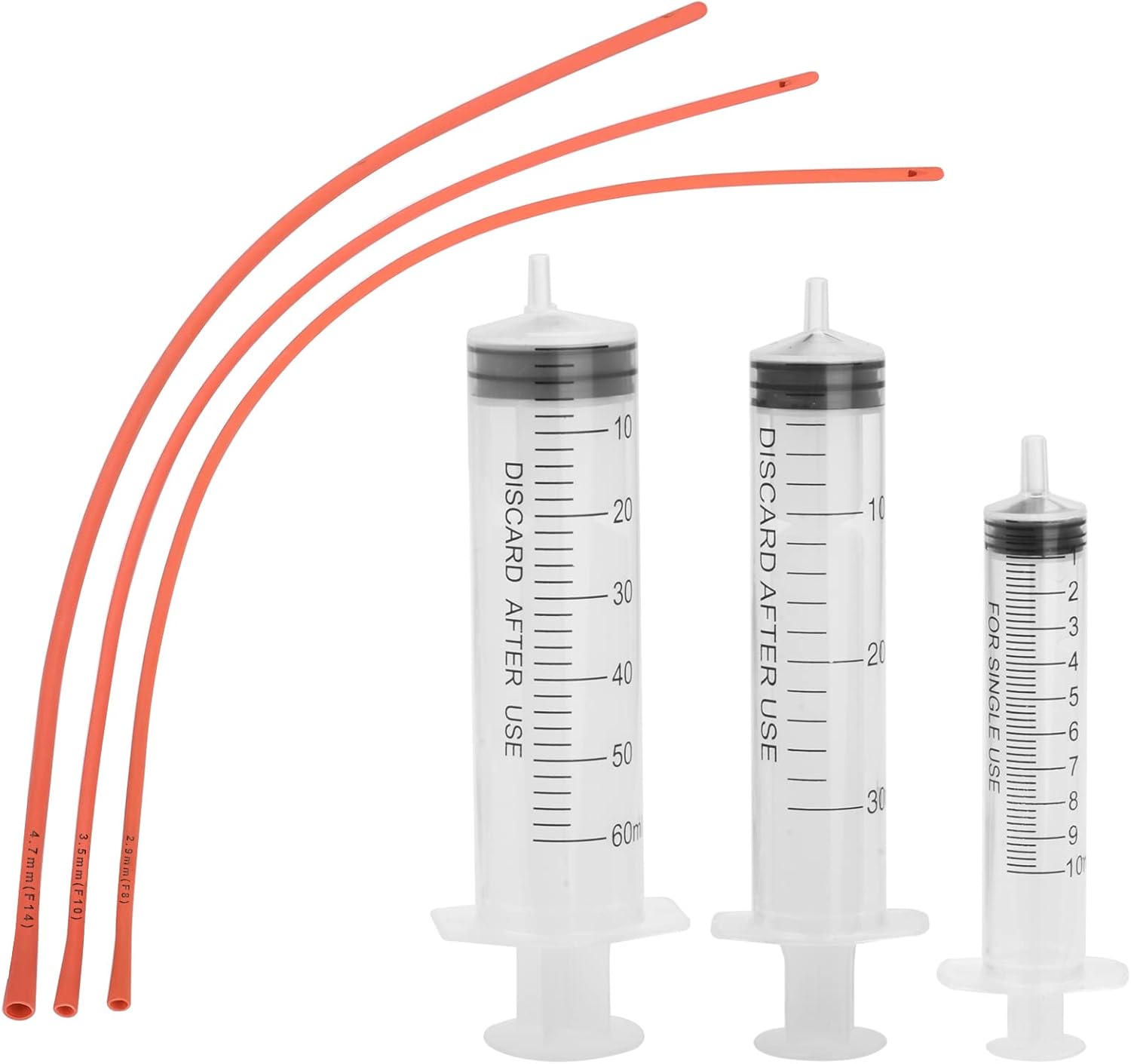 MOTAIN Kit de suministros de alimentación para mascotas, paquete de 3 tubos de alimentación de goma roja (8 Fr, 10 Fr, 14 Fr) con 3 jeringas de