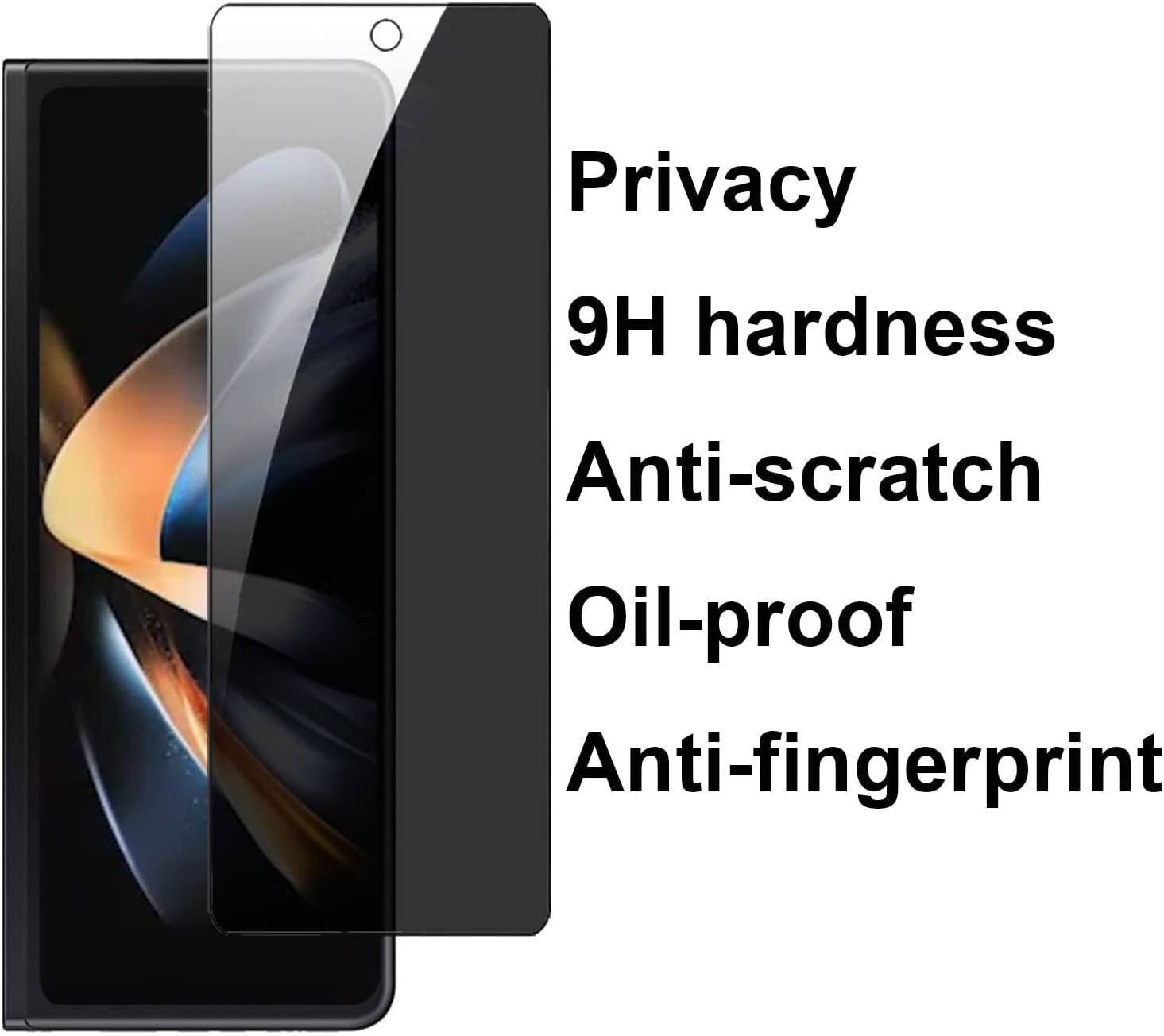 BYIUIHS Paquete de 2 protectores de pantalla de vidrio templado de privacidad diseñados para Galaxy Z Fold 4, antiespía, protector de pantalla de