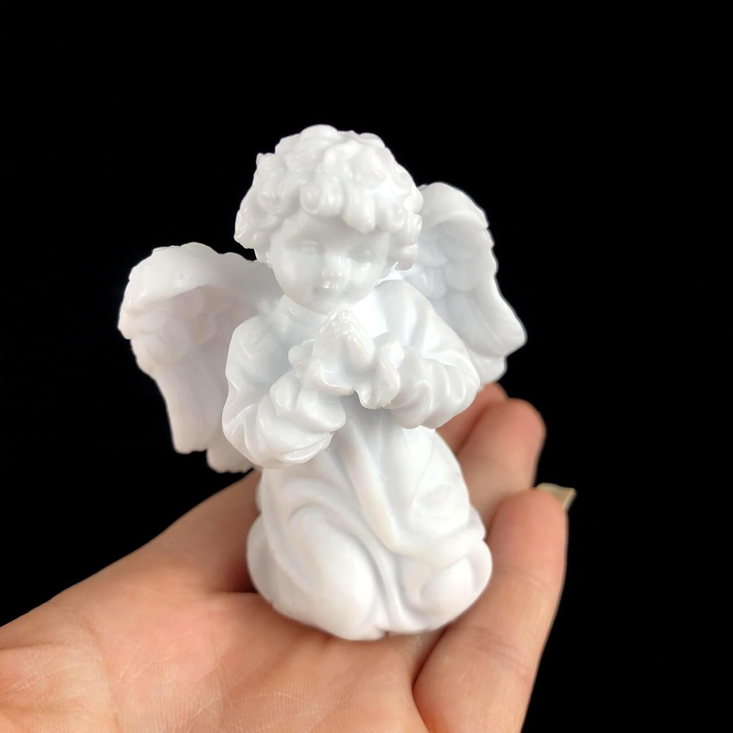 Surakey Moldes de silicona de alas de ángel, molde de resina epoxi tallada en 3D, molde para velas de estatua pequeña tallada en 3D, para hacer