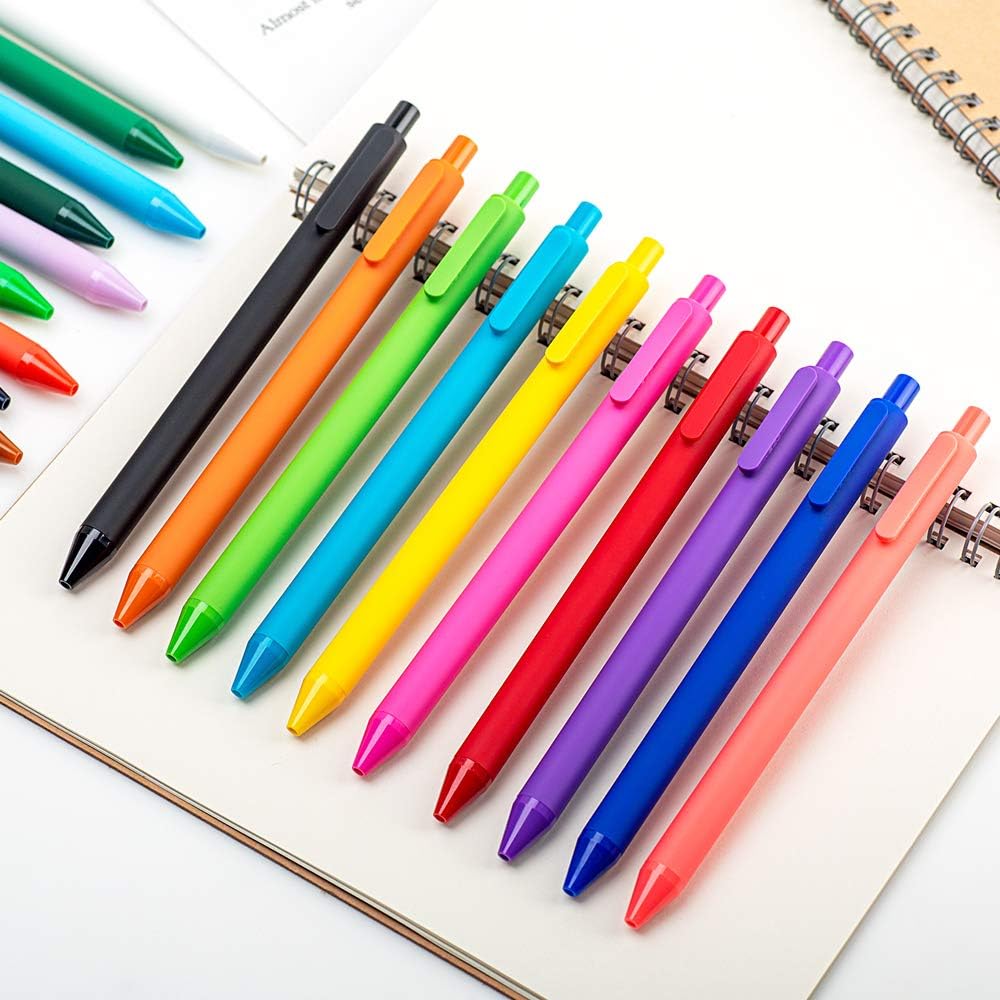 KACO Bolígrafos de tinta de gel retráctil suaves al tacto, 0.5mm, punta fina