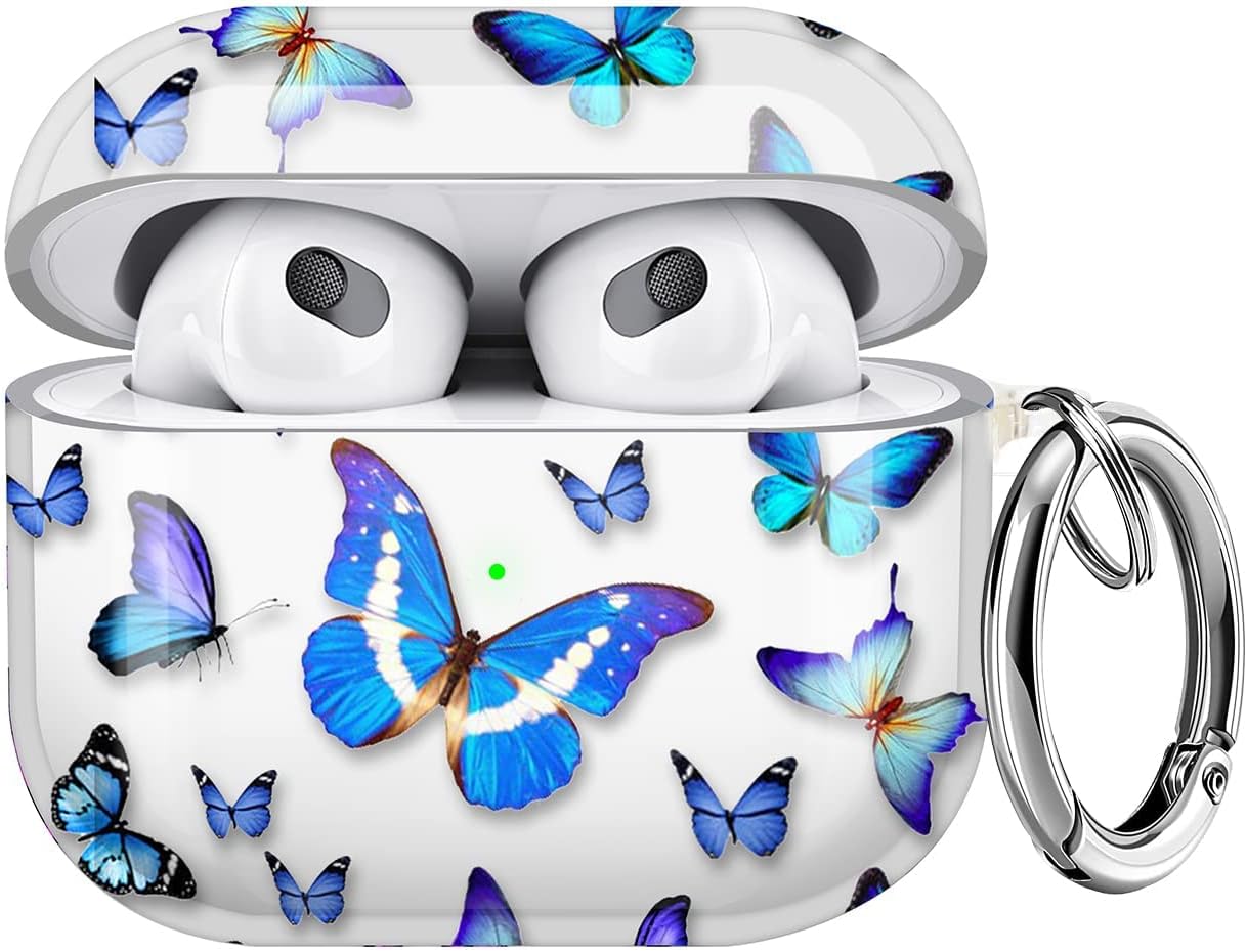 Maxjoy Funda compatible con AirPods de 3 generación, funda transparente de tercera generación con llavero protector duro de 3 generación diseñada