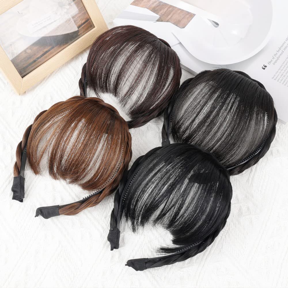 Banda de pelo falso, flequillo, trenza, peluca de flequillo, extensión de pelo con flecos, extensiones de cabello para mujeres con clips (tiene