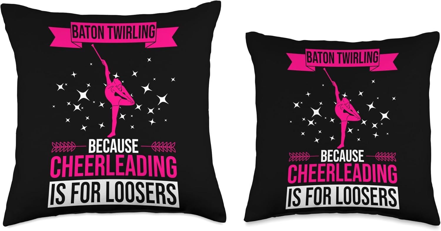 Baton Twirling & Majorette Dance Designs Baton Twirler Design for Majorette Dance Throw Pillow, 18×18, Multicolor