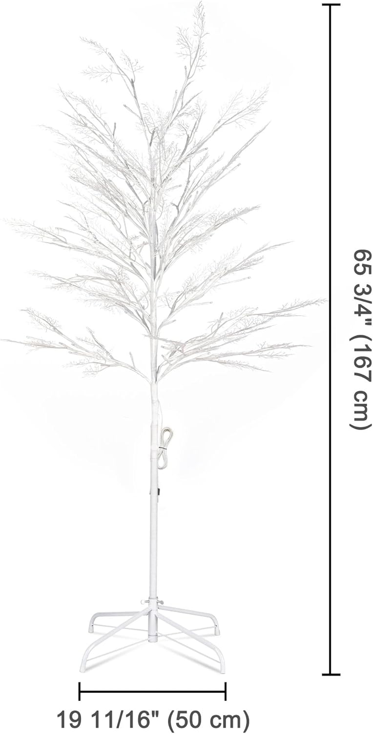 Yescom Rama de abedul de ciprés iluminada regulable de 5 pies, 120 LED, 8 modos, blanco cálido con temporizador remoto para el hogar, Navidad,