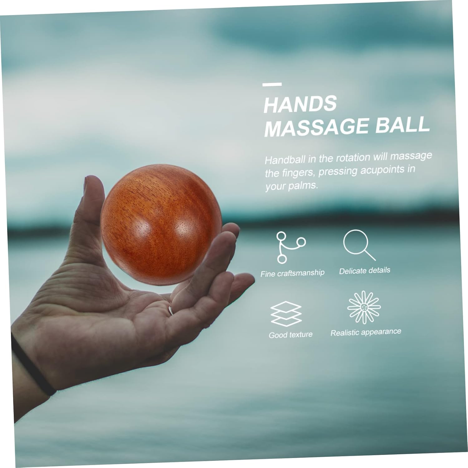 Kisangel 2 unids bola de salud Balonmano Bolas de masaje de madera Red Deep Tissue Masaje Pie Rodillo de mano Balonmano Madera Regalos de Hockey