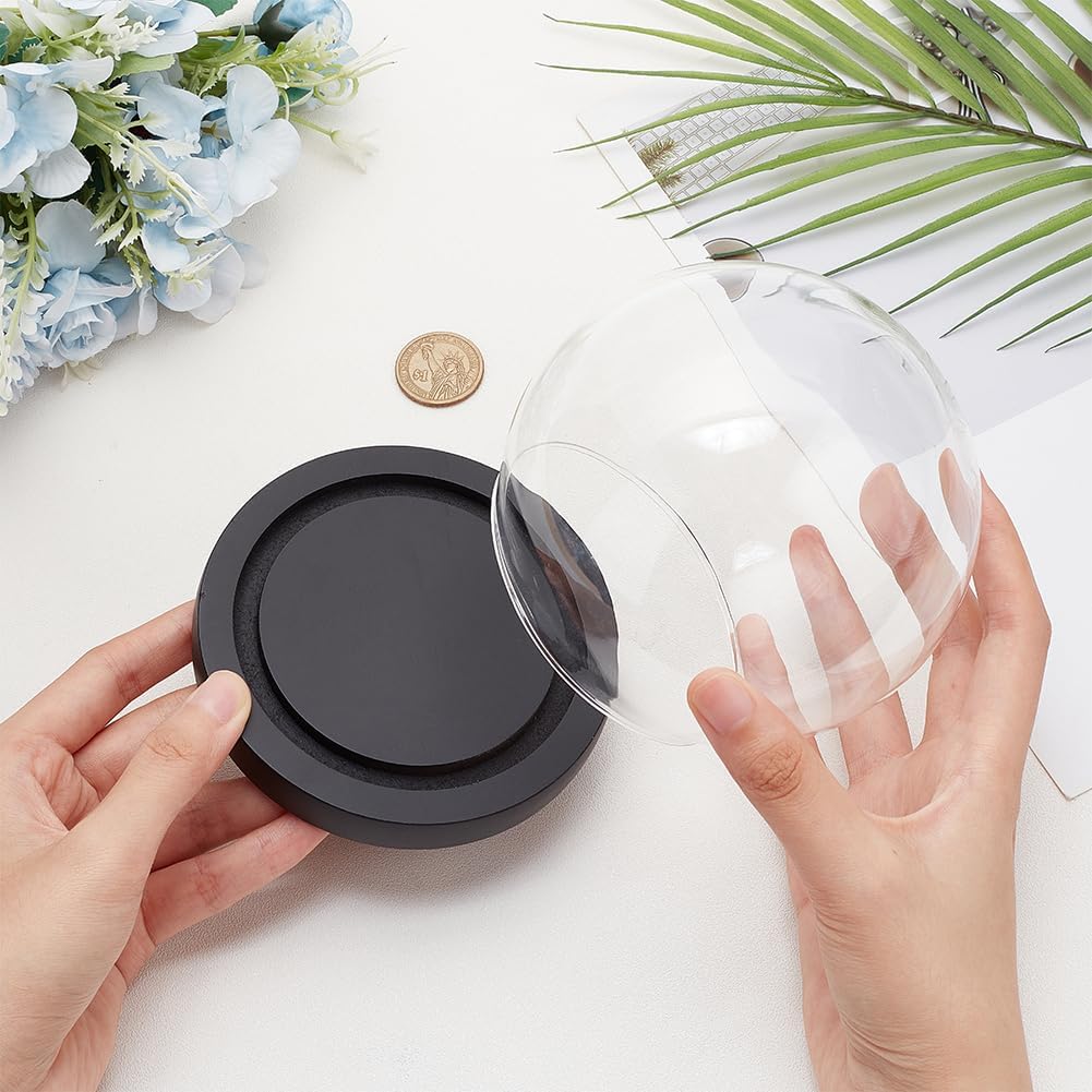 PH PandaHall Cúpula Cloche de cristal de 4.9 x 4.5 pulgadas, vitrina de cristal con base, cúpula decorativa, cúpula de nieve para luces de hadas,