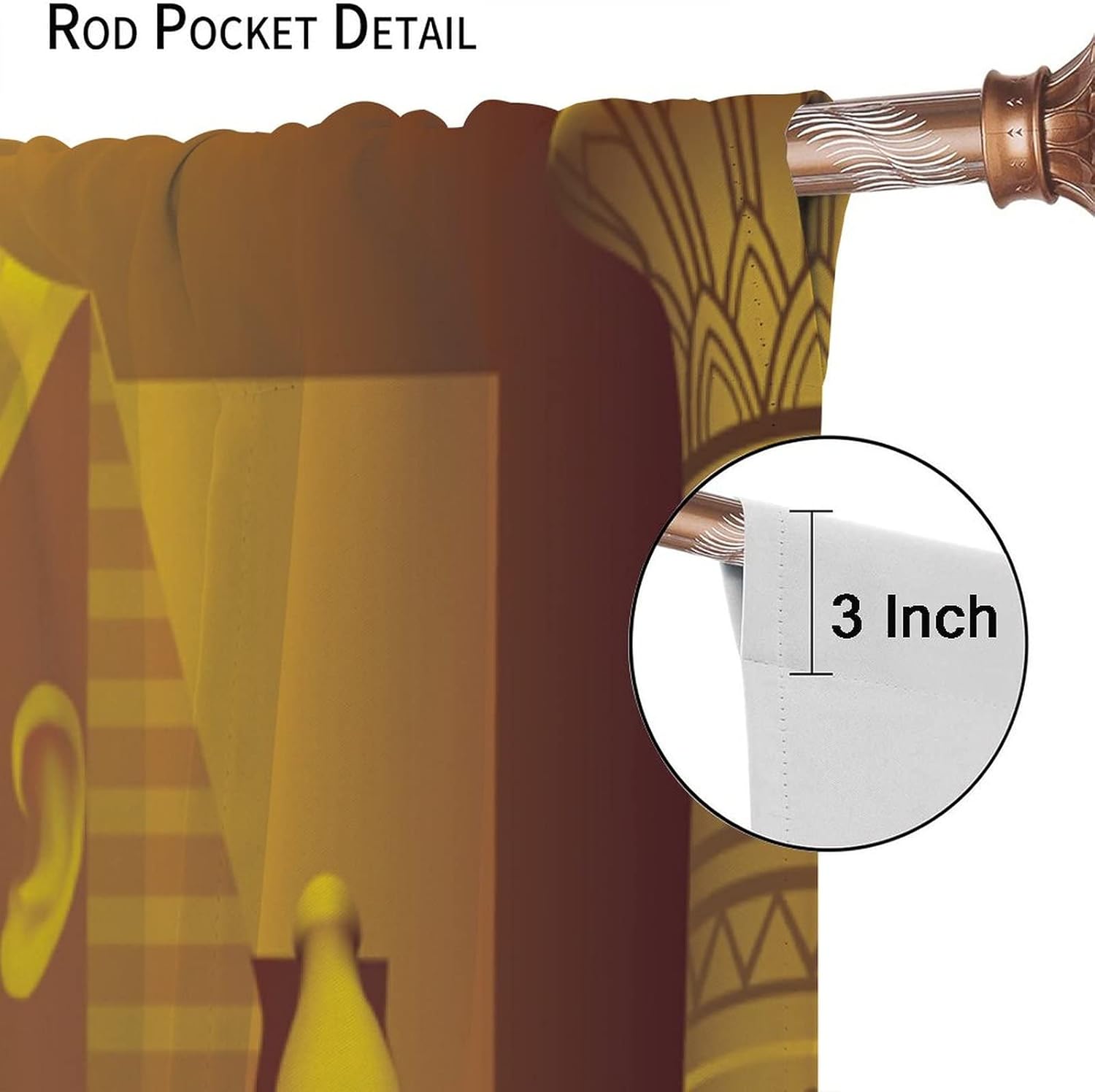 Cortinas egipcias, faraón egipcio antiguo, esfinge, pirámide sagrada, cortinas con estampado dorado para dormitorio, sala de estar, bolsillo para