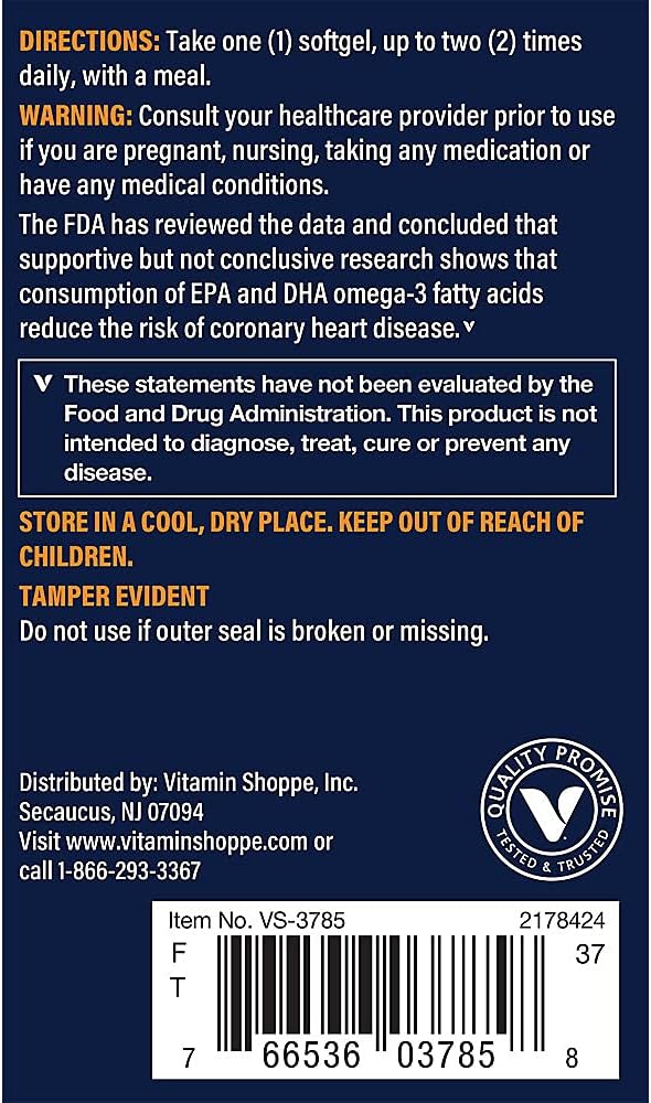 Vthrive Aceite de pescado omega-3 premium con vitamina D3 – Apoya la salud cardiovascular – 1,060 EPADHA (120 cápsulas blandas)