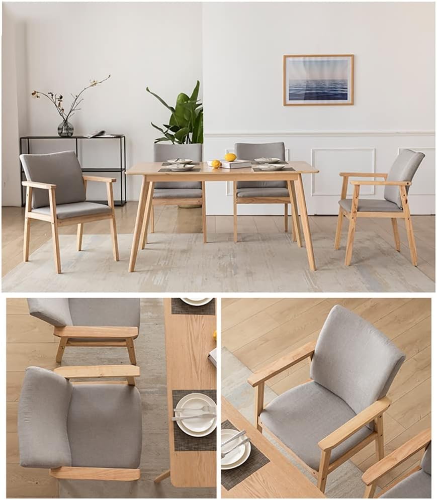 Silla de comedor, altura de sentado, sillón de 18.9 in, cojín de cuero de cera de aceite de fácil cuidado, silla de escritorio para dormitorio,