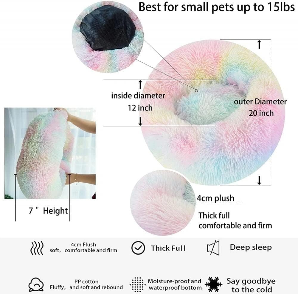 Camas para gatos de interior  Cama para gatos lavable de 2024 pulgadas, camas para perros pequeños y medianos, antiansiedad, cama redonda de felpa
