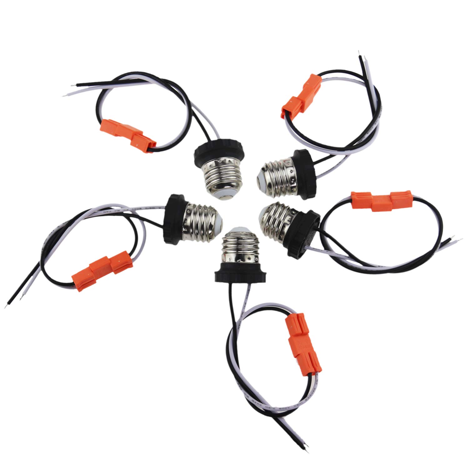 Rextin Edison E26 – Base de adaptador de enchufe macho de rosca para luces de techo LED Downlight paquete de 5