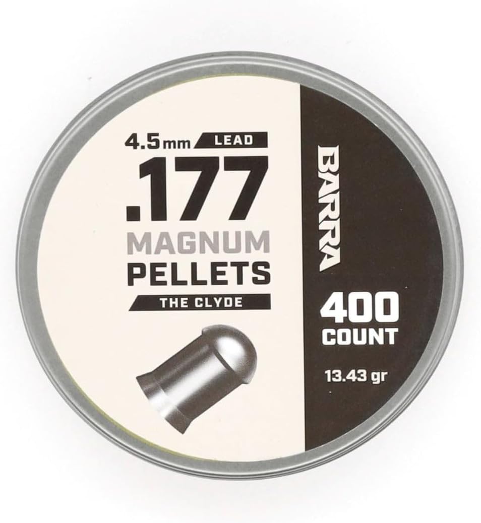 Barra Clyde Heavy .177 Cal 0.177 in Pellets, 13.43 peso de grano, munición de plomo para rifles de pellet, juego pequeño, 400 unidades
