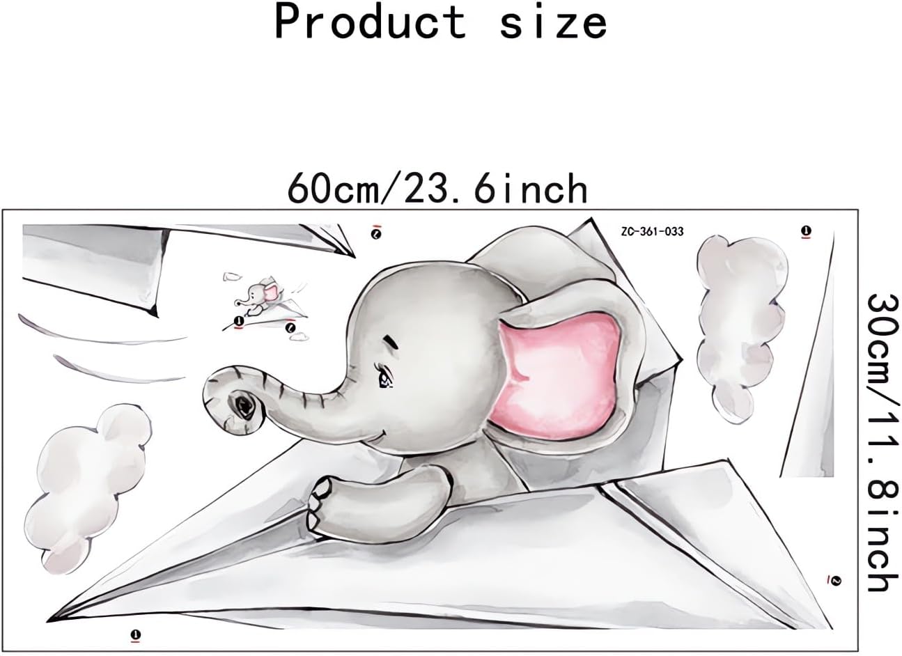Calcomanías de pared de papel de elefante para bebé, diseño de animales de dibujos animados de sacinora DIY, vinilo extraíble para despegar y pegar