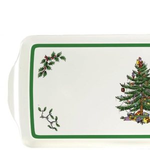 Spode Bandeja de sándwich de melamina para árbol de Navidad con asas, 15-14 pulgadas Spode Bandeja de sándwich de melamina para árbol de Navidad con asas, 15-14 pulgadas