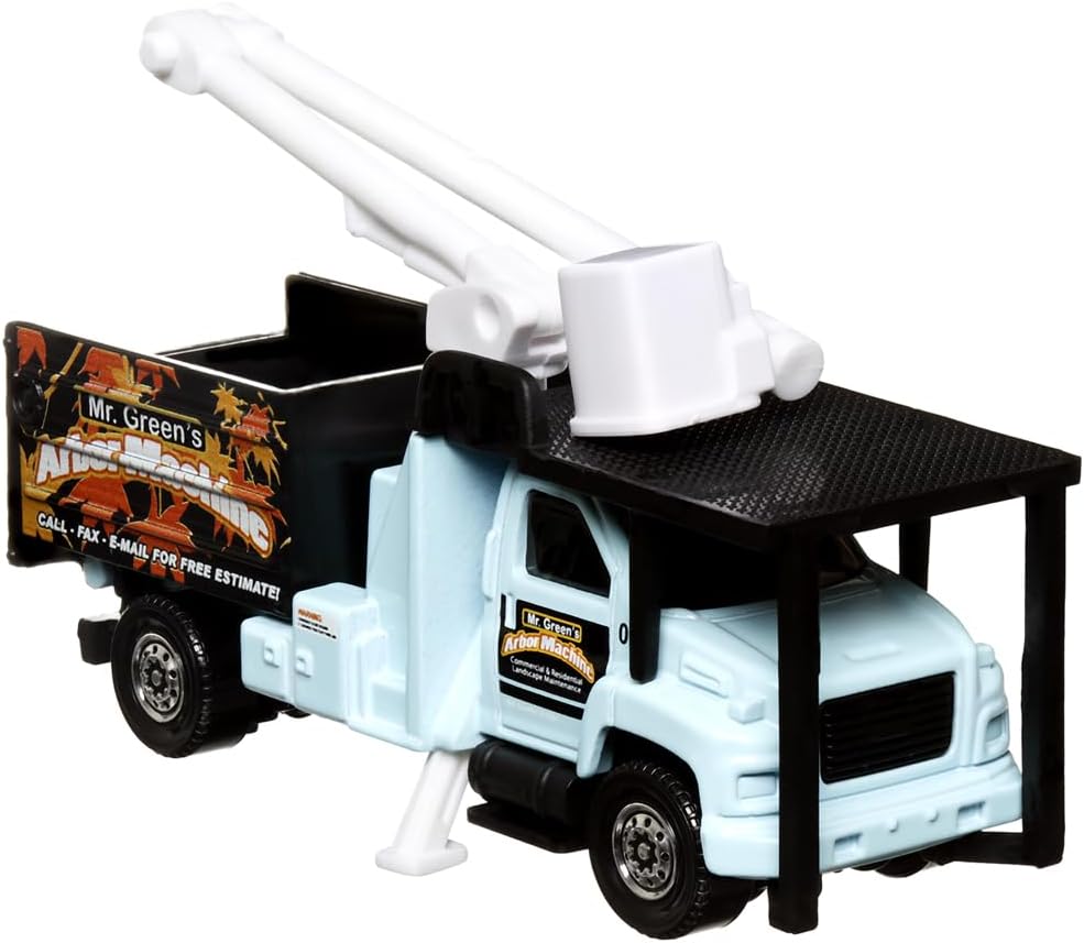 Matchbox – Vehículo fundido a presión para equipos de trabajo – GMC C8500 Topkick – Camión de poda de árboles  Azul claro  Serie 70 aniversario