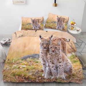 Brown Small Animals King Duvet Cover Lynx Print King Bedding Set Soft Microfiber Comforter Cover and 2 Pillow Shams 20″X36″, Bed Set Duvet Covers Brown Small Animals King Duvet Cover Lynx Print King Bedding Set Soft Microfiber Comforter Cover and 2 Pillow Shams 20″X36″, Bed Set Duvet Covers