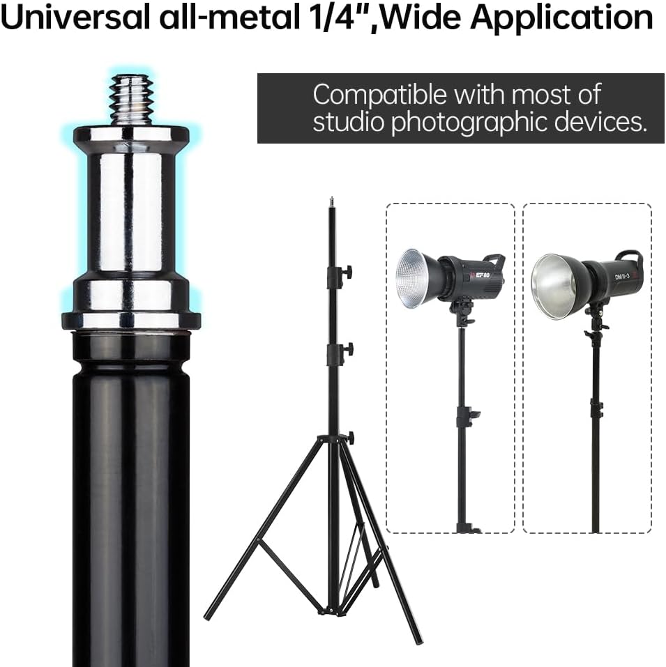 JINBEI Soporte de luz de fotografía de 7.2 pies86.6 in, trípode de metal plegable con interfaz universal estándar de 14 pulgadas para luz