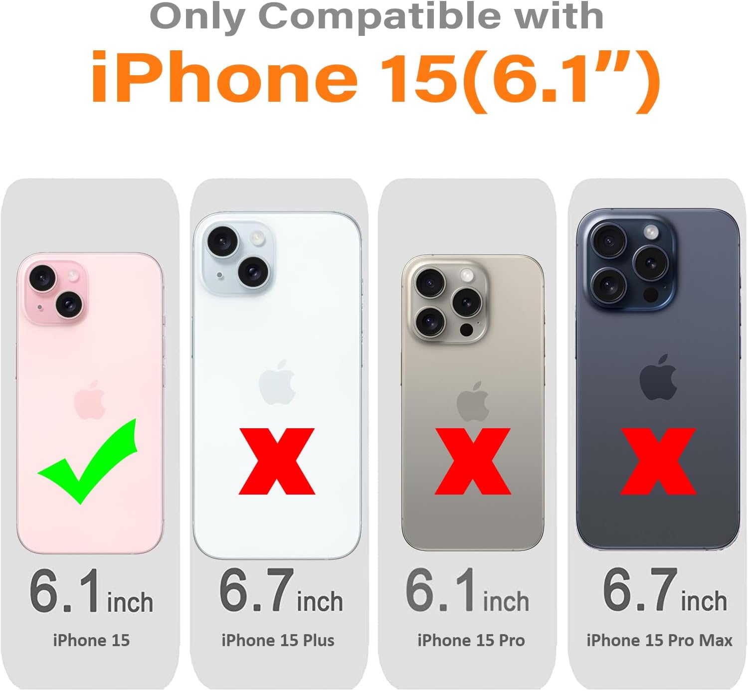 COBATREE Funda de Navidad para iPhone 15, funda transparente de copo de nieve con muletas de Navidad, a prueba de golpes, funda suave para iPhone 15