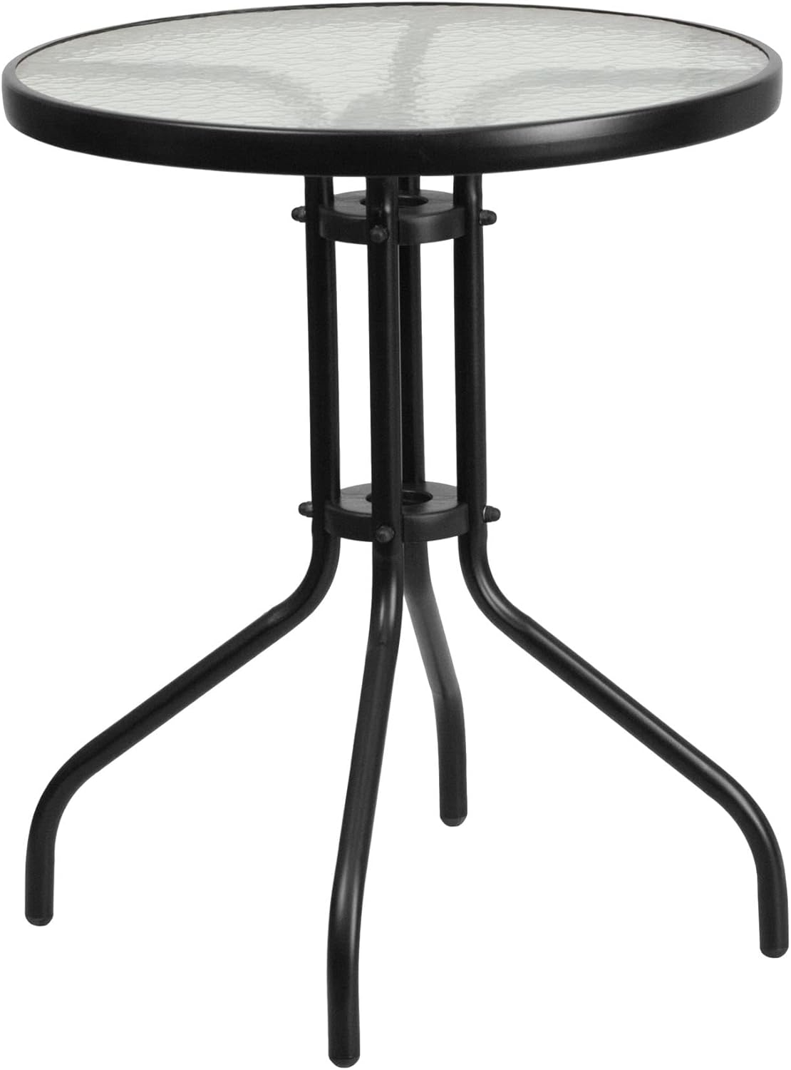 Flash Furniture 2 sillas apilables Flex Comfort, mesa redonda de vidrio templado de 23.75 pulgadas, color gris