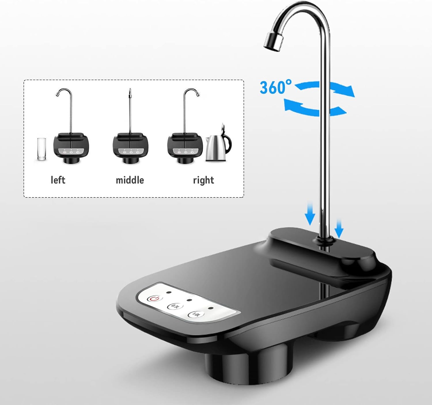 Bomba dispensadora de agua de 5 galones, bomba dispensadora de agua potable, botellas de agua de 3.8-18.9L, recargable por USB, eléctrico,
