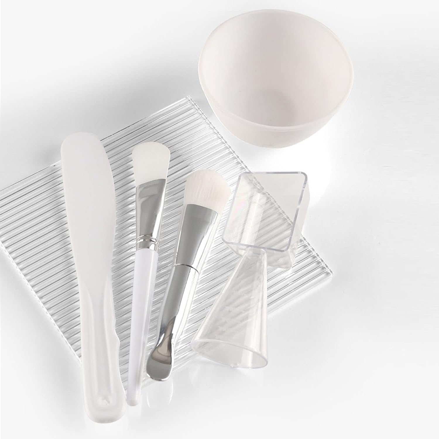 Juego de cuenco y cepillo para mascarilla facial, 5 piezas de herramienta de máscara facial, cepillo de silicona suave cepillo de cerdas