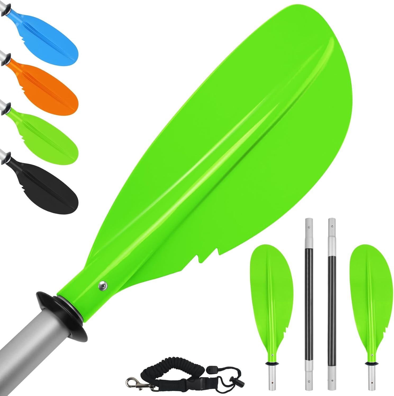 Remo de kayak, 88 pulgadas, 4 piezas de remos para kayak, flotador de eje de aleación de aluminio resistente, ligero, desmontable, ajustable, para