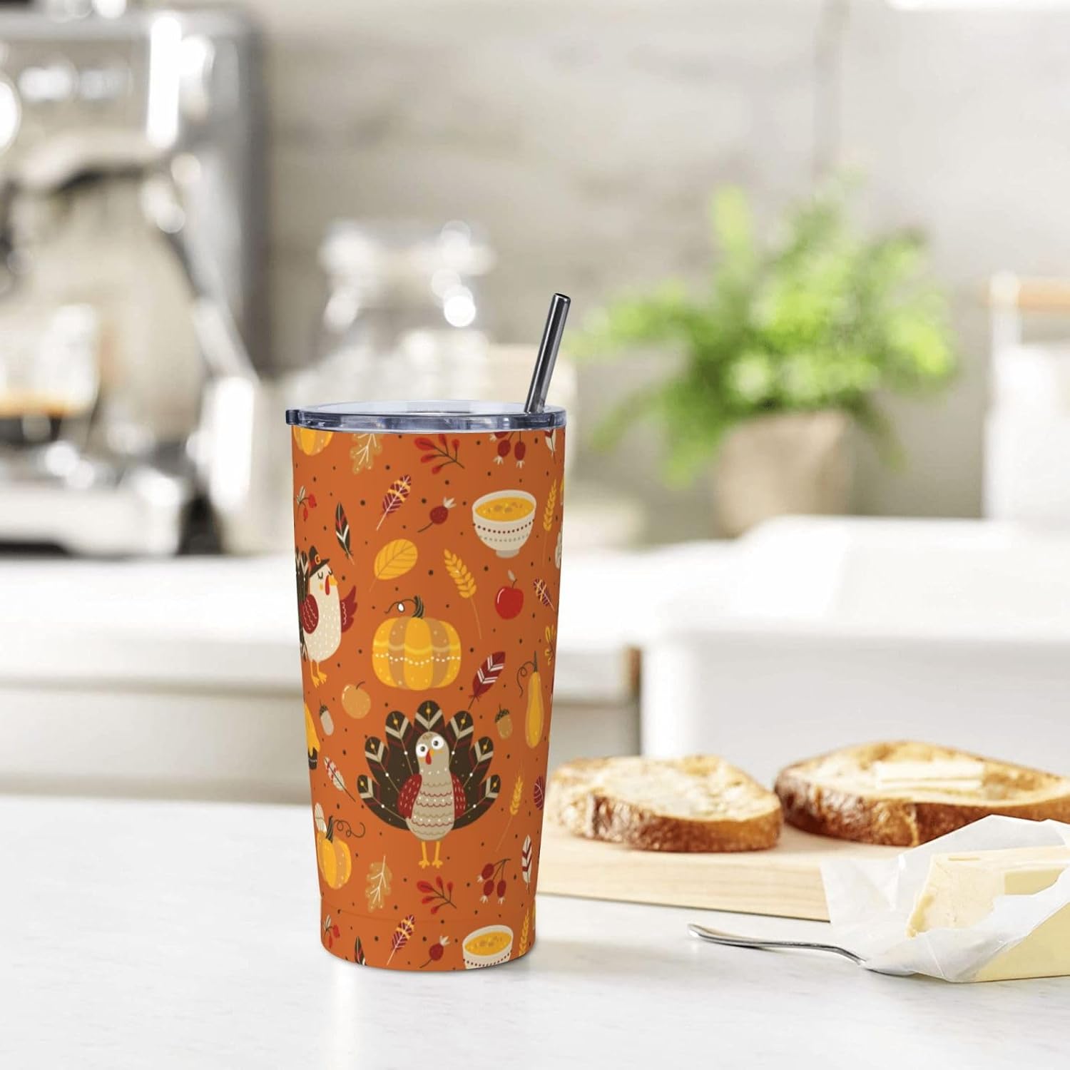 Vaso de acero inoxidable aislado de 20 onzas con tapa y pajitas de acero inoxidable de doble pared aislada al vacío, taza de café de viaje, tapa a