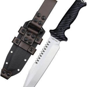 LENGREN Hoja fija táctica de 11.5 pulgadas Full Tang Jungle Primitive Tanto de 11.5 pulgadas, diente dorsal afilado y cuchillo de supervivencia para LENGREN Hoja fija táctica de 11.5 pulgadas Full Tang Jungle Primitive Tanto de 11.5 pulgadas, diente dorsal afilado y cuchillo de supervivencia para