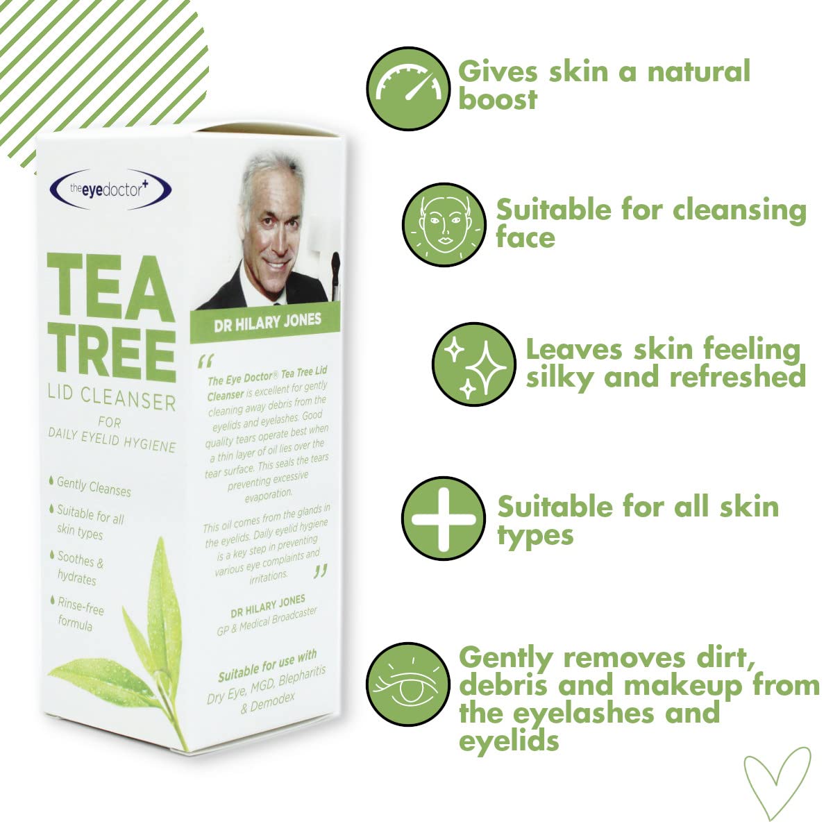 The Eye Doctor Limpiador de tapa de árbol de té, 3.4 fl oz, higiene diaria de párpados, elimina desechos y maquillaje pestañas de párpados –