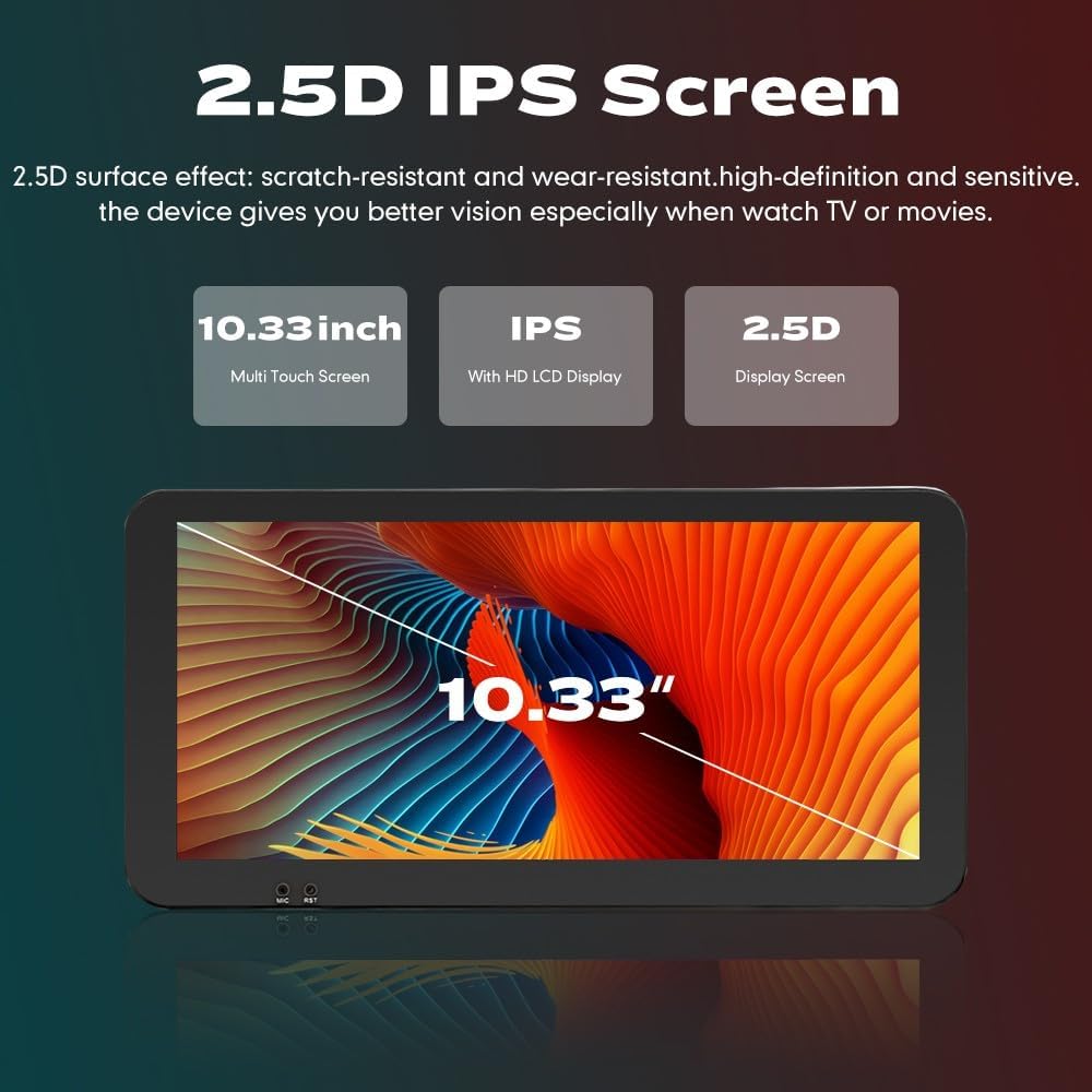 Kunfine CarPlay Android Navegación automática estéreo GPS Radio Cámara inversa Pantalla de cámara 10.33″ QLED Pantalla táctil Headunit Tablet Media