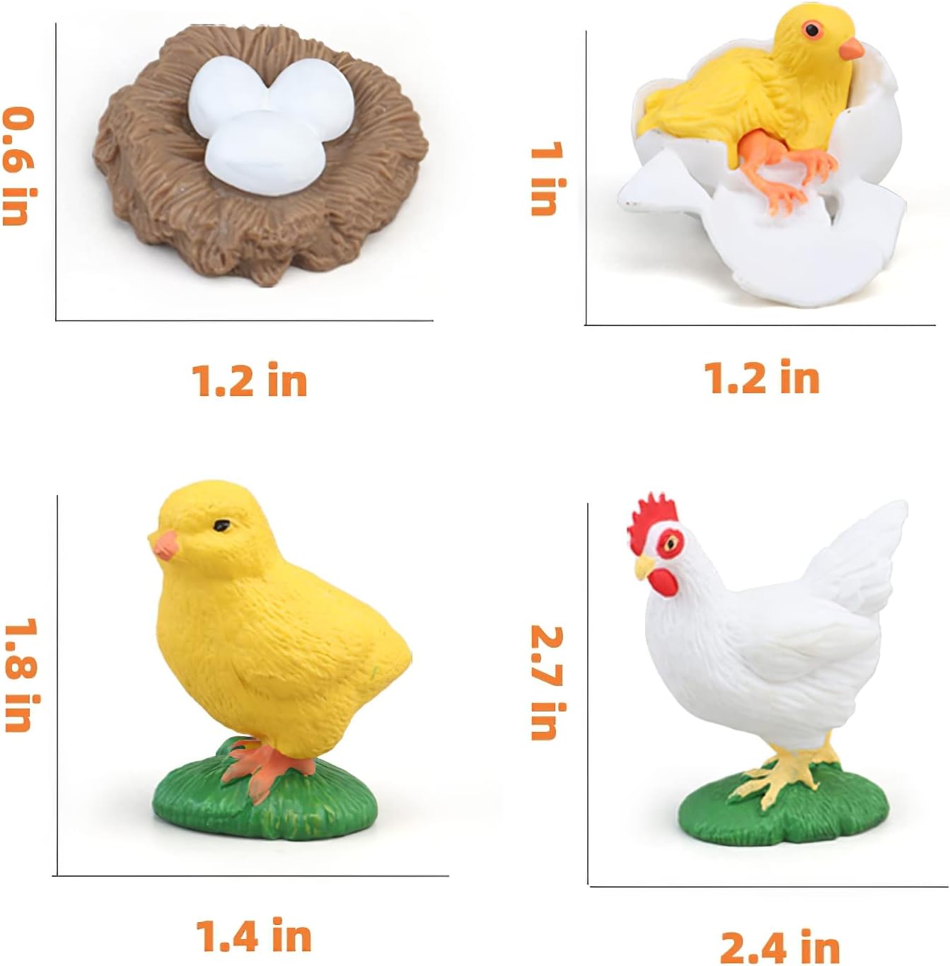 Montessori – Ciclo de vida de pollo con tarjetas flash, figuras de animales realistas, juego educativo de animales a juego para niños pequeños de 3