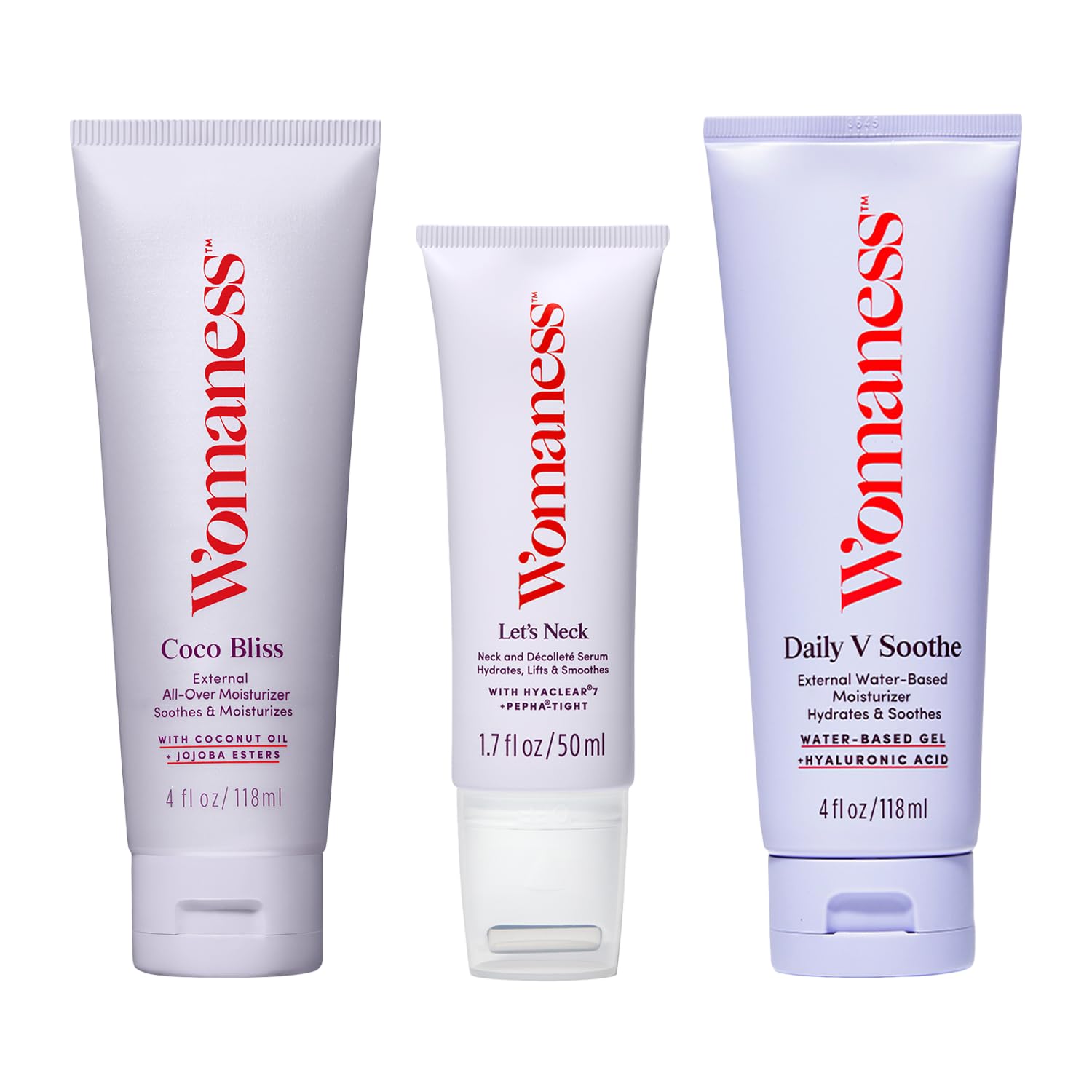 Womaness Paquete de menopausia – Coco Bliss, hidratante externo a base de aceite de coco (4oz) + Daily V Soothe, hidratante externo a base de agua